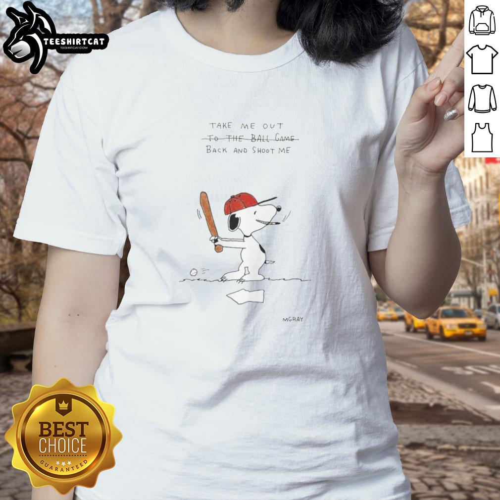 good-take-me-out-back-and-shoot-me-snoopy-ladies-tee Good Take Me Out Back and Shoot Me Snoopy Ladies Tee featuring a playful Snoopy graphic on a stylish women's shirt.