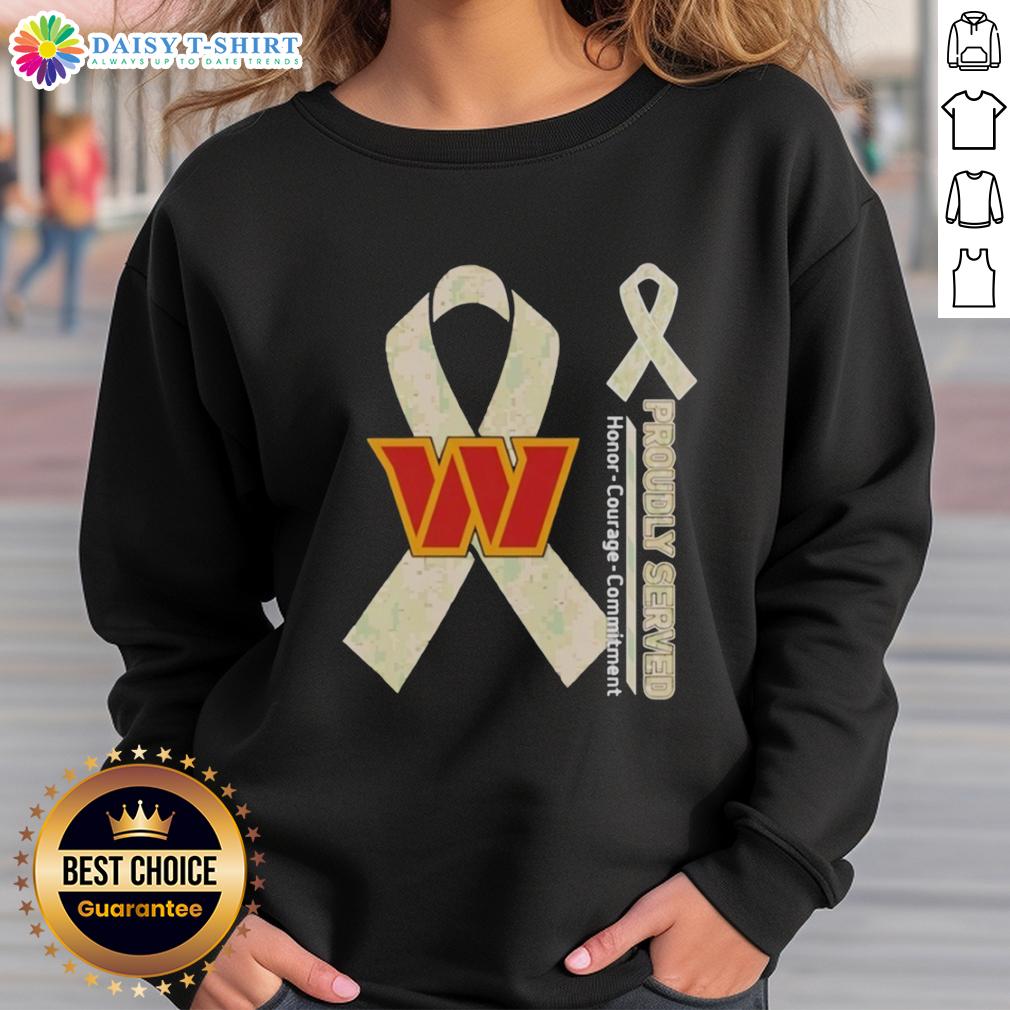 Good Washington Commanders Proudly Served Honor Courage Commitment Sweatshirt Good Washington Commanders sweatshirt showcasing honor, courage, and commitment in vibrant team colors.