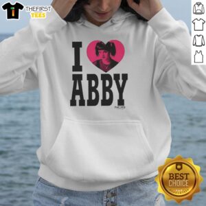 Cozy 'I Love Abby' hoodie worn by Pauley Perrette, showcasing her love for the character Abby Sciuto from NCIS.