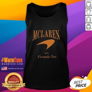 Good vintage-style F1 McLaren racing tank top featuring iconic logo and retro design for motorsport enthusiasts.
