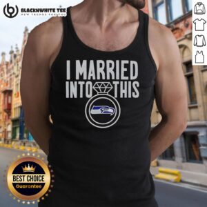 Alt Text: Official I Married Into This Seattle Seahawks Tank Top in vibrant colors, perfect for NFL fans and game day attire.