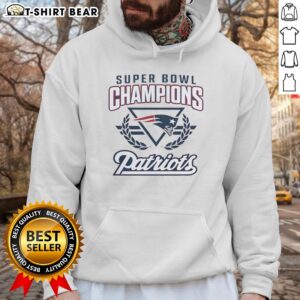 Official Super Bowl Champions New England Patriots football hoodie showcasing team logo and championship design.