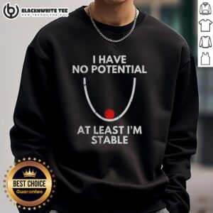Comfortable 'I Have No Potential, At Least I'm Stable' sweatshirt for casual wear, showcasing a relaxed style and humor.