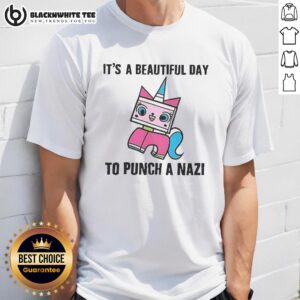 Premium 'It's A Beautiful Day To Punch A Nazi' Princess Unikitty T-Shirt featuring a vibrant graphic design.