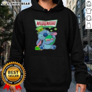 Happy St. Patrick's Day hoodie featuring a pretty stitch design hugging the Krispy Kreme logo.