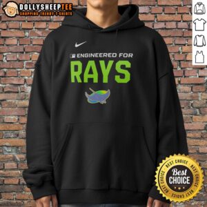 Alt Text: Official Engineered for Tampa Bay Rays MLB Logo Hoodie showcasing vibrant team colors and logo design.