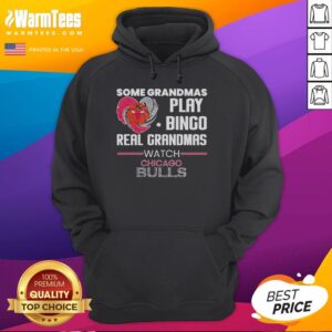 Cozy hoodie featuring 'Real Grandmas Watch Chicago Bulls' design, perfect for bingo nights and sports fans.
