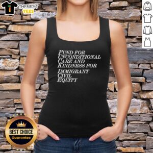 Good Fund for Unconditional Care and Kindness for Immigrant Civil Equity tank top showcasing a vibrant design.