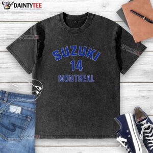 Original Nick Suzuki Montreal Canadiens hockey washed t-shirt, featuring vibrant team colors and comfortable fit.