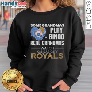Kansas City Royals sweatshirt featuring heart shape design for grandmas who support their team while watching games.