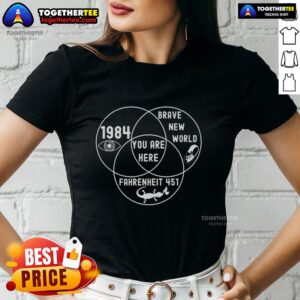 Awesome Dystopian Venn Diagram Ladies Tee featuring a creative design blending futuristic themes and style.
