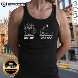 Funny Cat Tank Top featuring 'Original Catnip Catnap' design, perfect for cat lovers and pet enthusiasts.