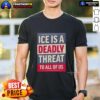 Alt Text: Hot Ice Is A Deadly Threat To All Of Us T-Shirt design featuring bold text on a stylish black background.
