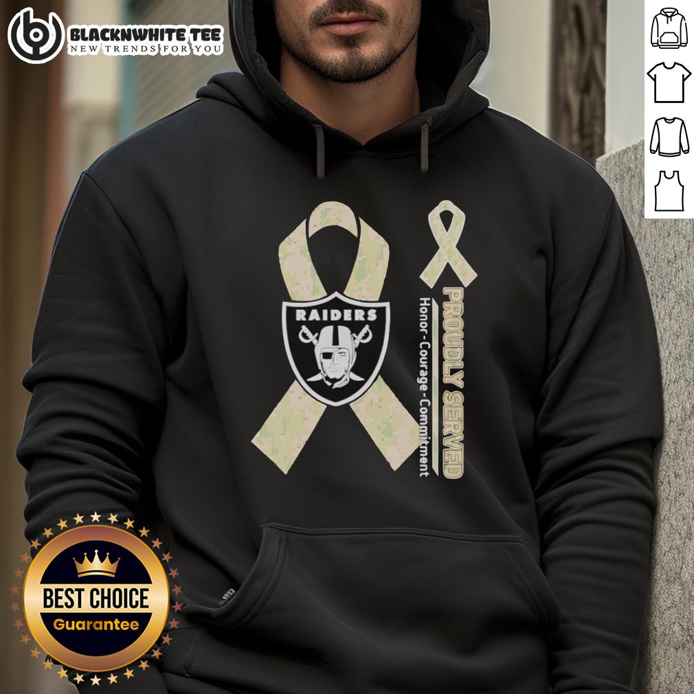 Hot Las Vegas Raiders Proudly Served Honor Courage Commitment Hoodie Alt Text: Hot Las Vegas Raiders hoodie showcasing pride in honor, courage, and commitment for fans and supporters.