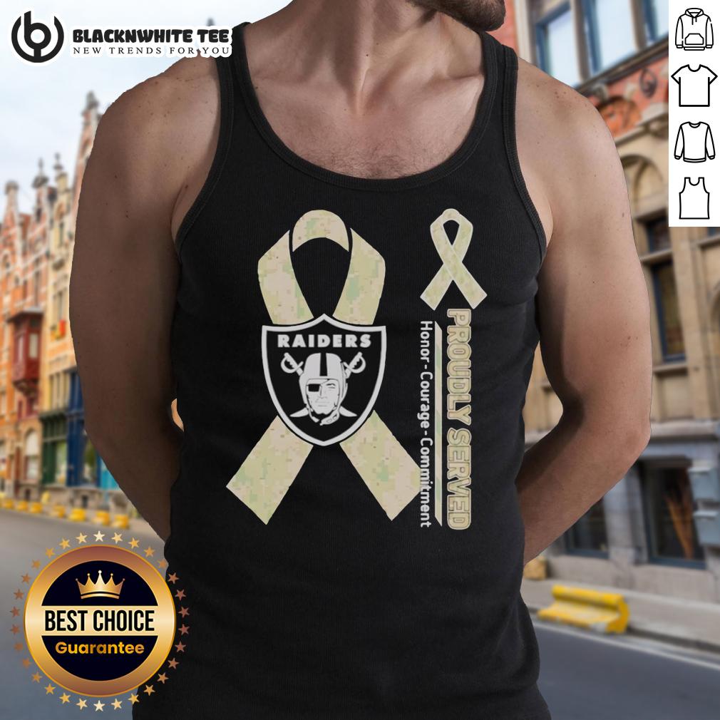 Hot Las Vegas Raiders Proudly Served Honor Courage Commitment Tank Top Hot Las Vegas Raiders tank top showcasing honor, courage, and commitment for fans of the team.