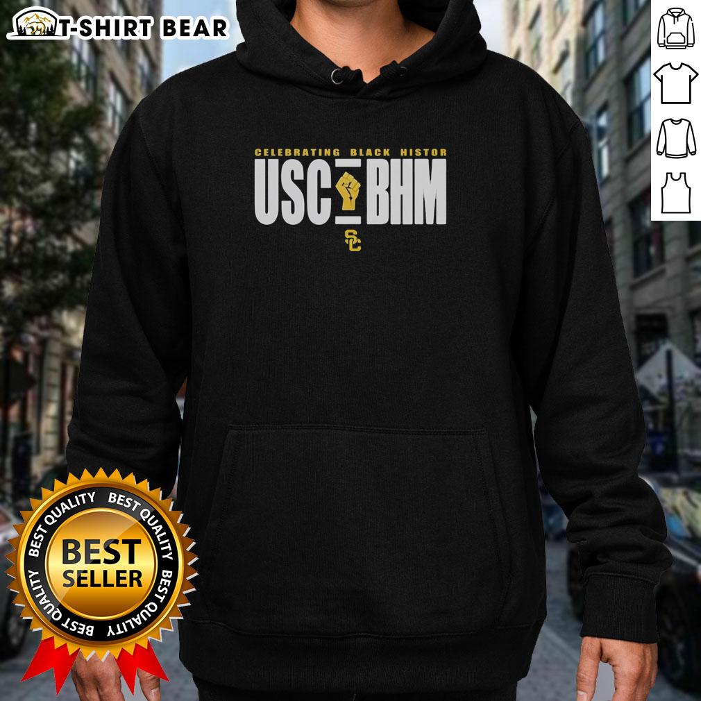 Hot Usc Bhm Black History Month Logo Hoodie Alt Text: Hot USC BHM Black History Month logo hoodie featuring vibrant graphics celebrating Black culture and history.