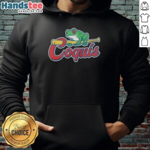 Official Frog Coquis Baseball Hoodie featuring a vibrant design, perfect for fans and casual wear.