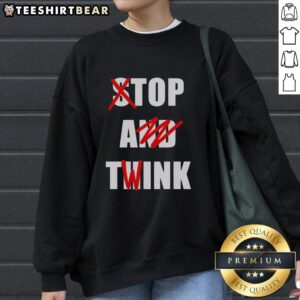 Pretty Stop and Think Top A Twink Sweatshirt featuring vibrant colors and playful design for a trendy look.