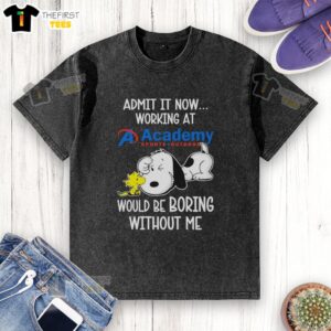 Alt Text: Snoopy and Woodstock graphic on a washed t-shirt from Academy Sports Outdoors - 'Life Would Be Boring Without Me'
