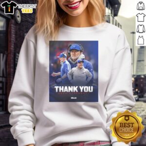 Official Bills Thank You Coach McDermott Sweatshirt featuring team colors and logo, celebrating Coach McDermott's leadership.