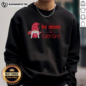 Adorable Valentine's Day sweatshirt featuring a cute gnome and love heart design, perfect for celebrating love.