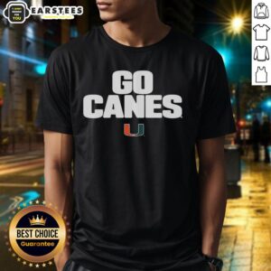 Alt Text: Hot Miami Hurricanes Go Canes T-shirt featuring vibrant team colors and logo, perfect for fans and game day.
