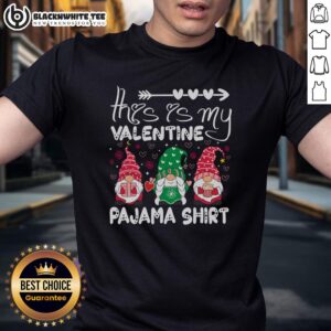 Awesome Valentine Gnome pajama t-shirt featuring a cute gnome design, perfect for Valentine's Day celebrations.