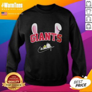 Official New York Giants x Snoopy Happy Easter sweatshirt featuring vibrant colors and playful design for fans.