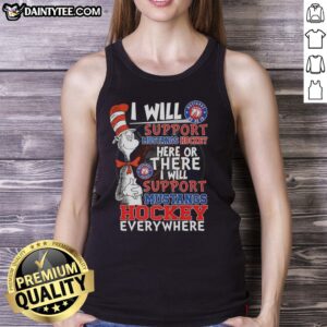 Good Dr. Seuss Cat in the Hat tank top supporting Mustangs hockey team, perfect for fans and casual wear.