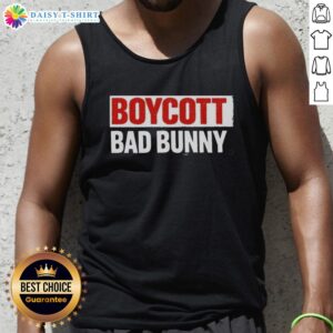 Original Boycott Bad Bunny tank top featuring bold graphic design and vibrant colors, perfect for fans and casual wear.
