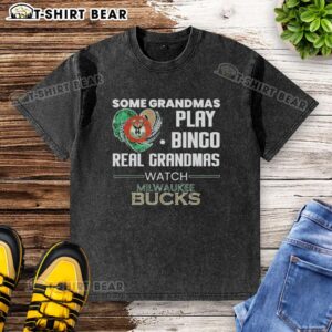 Real grandmas enjoying bingo while wearing Milwaukee Bucks washed t-shirts, showcasing fun and family time.