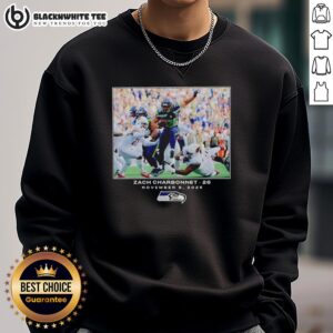 Alt Text: Hot Zach Charbonnet Seattle Seahawks graphic sweatshirt, November 9, 2025, showcasing team pride and style.