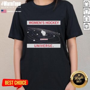 Nice Wisconsin Women's Hockey Universe Ladies Tee featuring vibrant graphics and a comfortable fit for hockey fans.