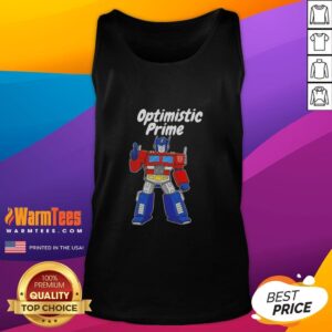 Awesome Elon Musk Optimistic Prime tank top featuring a bold graphic design celebrating innovation and technology.
