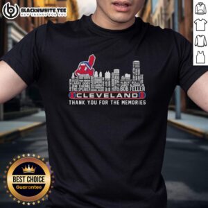 2026 Cleveland Guardians Baseball T-Shirt featuring skyline design and 'Thank You For The Memories' text.