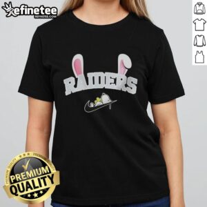 Nice Las Vegas Raiders X Snoopy Happy Easter ladies tee featuring colorful graphics and festive design.