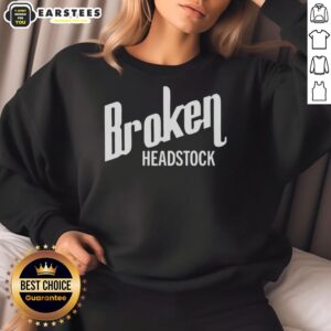 Good Broken Headstock Sweatshirt featuring a unique guitar design, perfect for music lovers and casual wear enthusiasts.