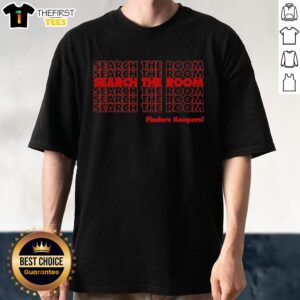 Official Search The Room Finders Keepers T-Shirt featuring a unique design for escape room enthusiasts.