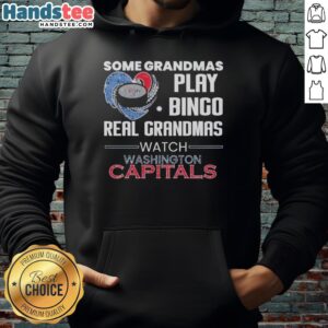 Alt Text: Real grandmas play bingo while wearing a Washington Capitals hoodie in a cozy setting, showcasing premium style.