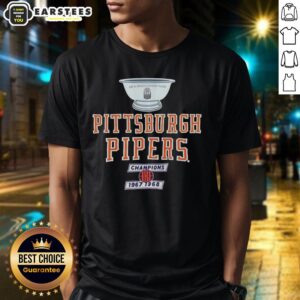 Alt Text: Awesome Pittsburgh Pipers 1967-68 ABA Champions trophy t-shirt featuring vintage design and team graphics.