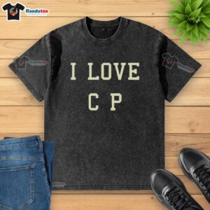 Premium I Love C P Washed T-Shirt in soft cotton, featuring a stylish graphic design perfect for casual wear.