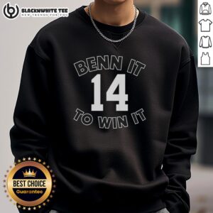 Alt Text: Jamie Benn Dallas Stars NHL sweatshirt 'Benn It To Win It' featuring number 14, perfect for fans and casual wear.