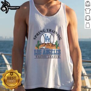 Premium Los Angeles Dodgers Cactus League desert tank top featuring vibrant team colors and stylish design for fans.