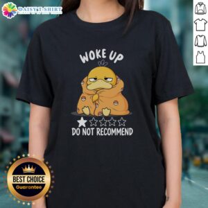 Funny Psyduck Pokmon ladies tee with 'Nice Wake Up' graphic, perfect for casual wear and Pokmon fans.