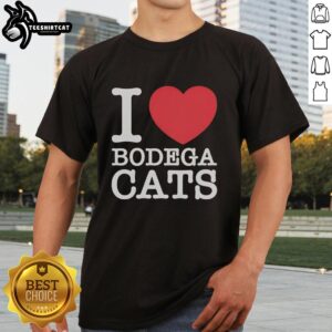 Alt Text: Top I Love Bodega Cats T-Shirt featuring a cute cat design, perfect for cat lovers and bodega enthusiasts.