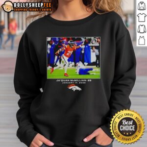 Good Jaquan McMillan Denver Broncos football sweatshirt for 2026 NFL season, featuring team colors and logo.