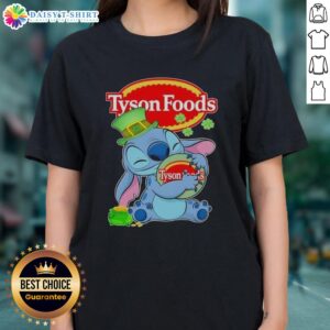 Nice Stitch St. Patrick's Hug Tee featuring Tyson Foods logo, perfect for festive celebrations and casual wear.