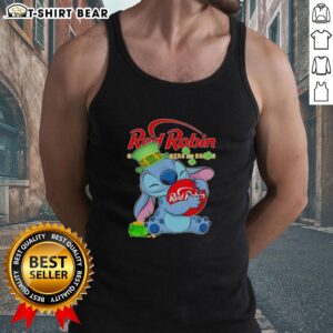 Happy St. Patrick's Day tank top featuring the Pretty Stitch Hug the Red Robin logo in vibrant colors.