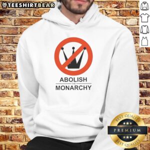 Official Abolish The Monarchy Resist Hoodie in black with bold white text, promoting anti-monarchy activism.