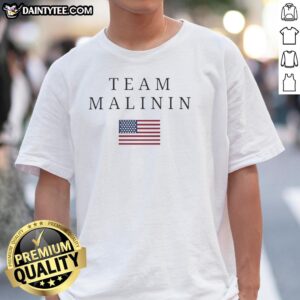Good Team Malinin USA Flag T-Shirt featuring vibrant colors and patriotic design for sports and casual wear.
